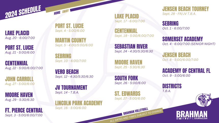 VOLLEYBALL SCHEDULE 2024-2025