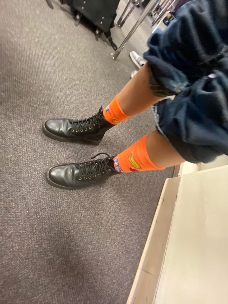 Wearing unique socks