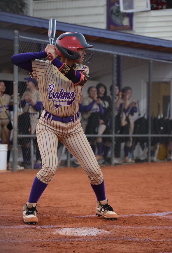 Melaine B. getting ready to hit.